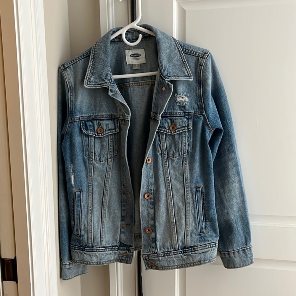 Distressed jean jacket